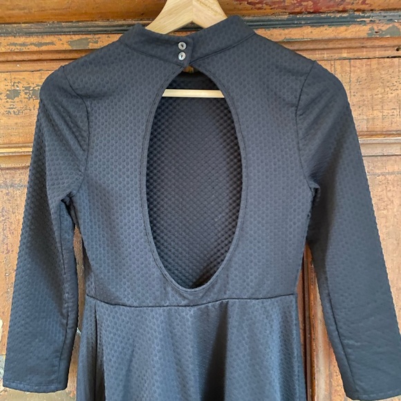 Free People Flirt N Flare Open Back Textured Black Mini Dress - Picture 5 of 7